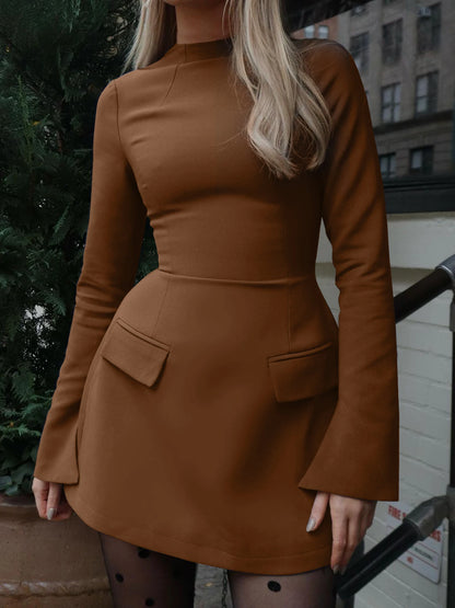 Monara Boss Lady Long Sleeves Zipper Mini Dress
